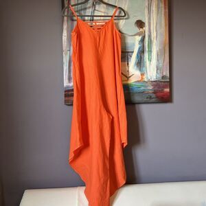 Gloria A. Size S Bright Orange Women Jumpsuit 100% Cotton Summer Fun